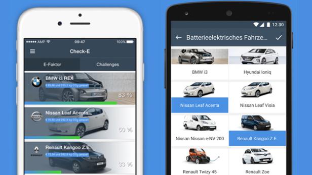 Die App CHECK-E soll zeigen, welches Einsparungspotenzial Elektrofahrzeuge auf den täglichen Wegen des Nutzers liefern könnten