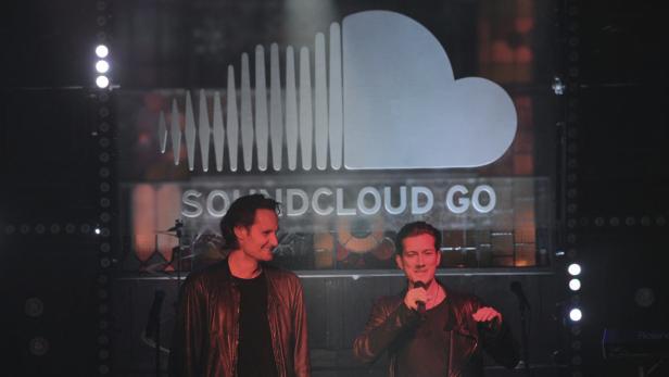 SoundCloud-Gründer Eric Wahlforss (li.) und Alex Ljung beim Start von SoundCloud Go in New York