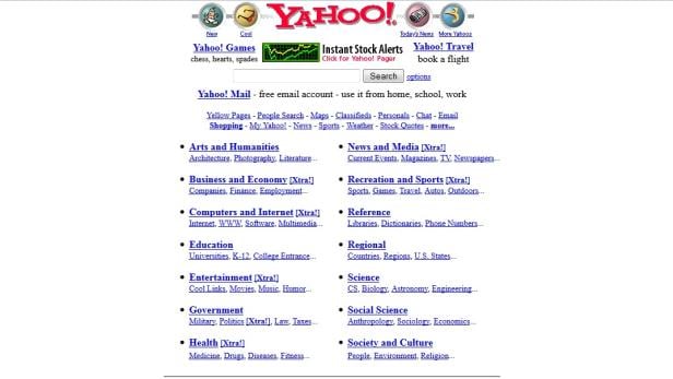 Nostalgie: Wer schon vor dem Jahr 2000 online war, wird sich wahrscheinlich noch an das Yahoo Directory erinnern.