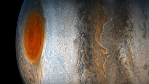 Jupiter&#039;s Great Red Spot is shown in this photo taken July 10, 2017. The vista was created by citizen scientists Gerlad Eichstadt and Sean Doran using data from the JunoCam imager on the Juno spacecraft at a distance of 10,274 miles (16,535 km) from the tops of the clouds of the planet according to NASA. NASA/JPL-Caltech/SwRI/MSSS/Gerald Eichstadt/Sean Doran/Handout via REUTERS ATTENTION EDITORS - THIS IMAGE WAS PROVIDED BY A THIRD PARTY