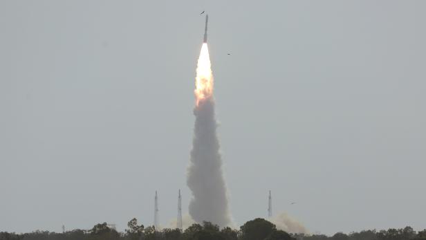 India's Polar Satellite Launch Vehicle (PSLV) C38, carrying Cartosat-2 and 30 other satellites, lifts off from the Satish Dhawan Space Centre in Sriharikota