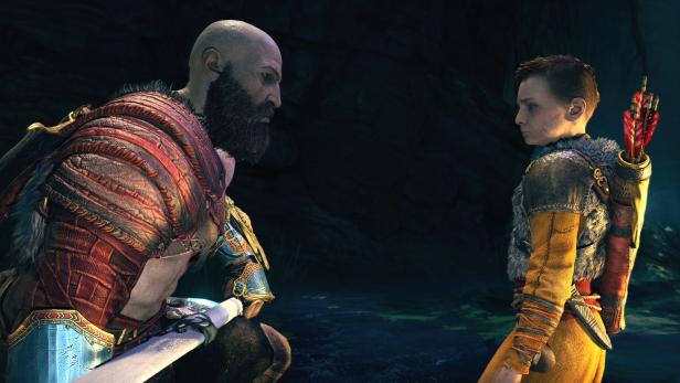 Kratos und Atreus bei einem ihrer Vater-Sohn-Bootsgespräche