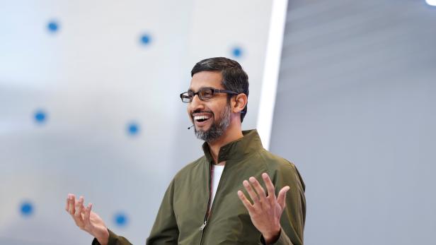 Google CEO Sundar Pichai speaks onstage during the annual Google I/O developers conference in Mountain View