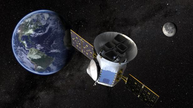 NASA handout of a conceptual illustration of TESS, the Transiting Exoplanet Survey Satellite