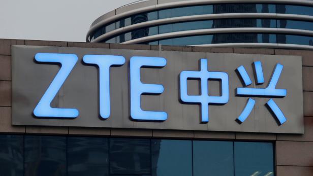 FILE PHOTO: The company name of ZTE is seen outside the ZTE R&D building in Shenzhen, China
