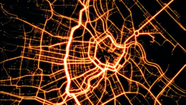Visualisierung der Verkehrsströme auf Wiens Straßen