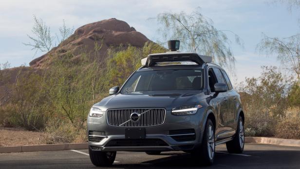 FILE PHOTO: A self driving Volvo vehicle in Phoenix Arizona