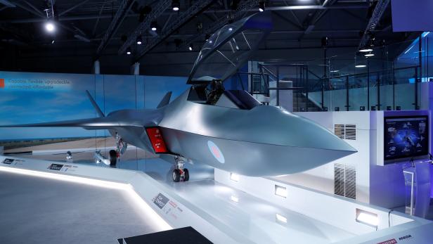 Britain's defence minister, Gavin Wiliamson, unveiled a model of a new jet fighter, called 'Tempest' at the Farnborough Airshow, in Farnborough
