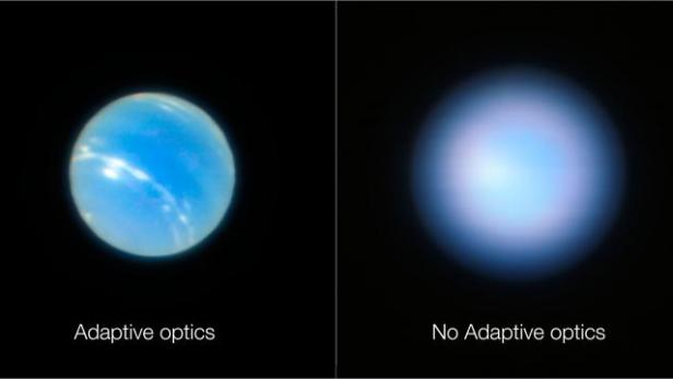 Neptun mit und ohne adaptive Optik