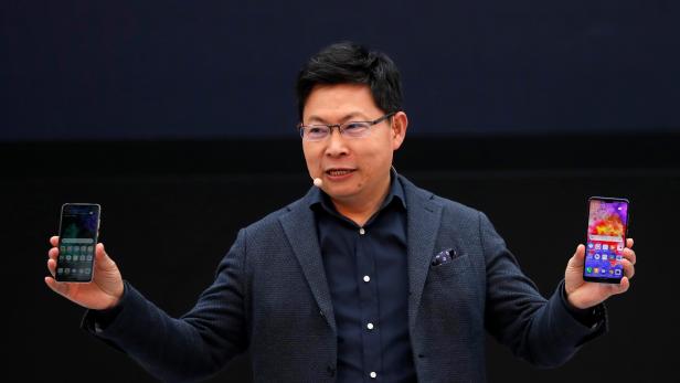 Richard Yu, CEO of the Huawei Consumer Business Group, attends the launching of the new generation of its smartphone, Huawei P20, in Paris