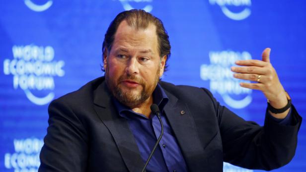 Benioff Chairman and CEO of Salesforce attends the WEF in Davos