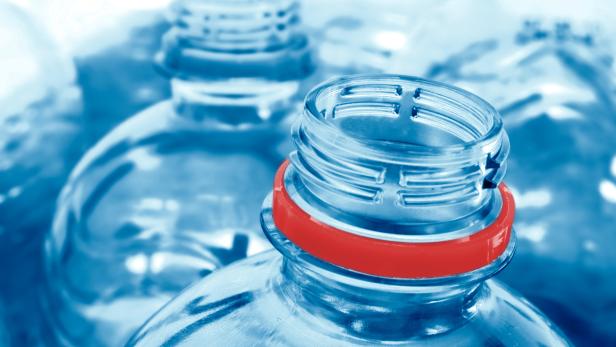 empty wet plastic water bottles