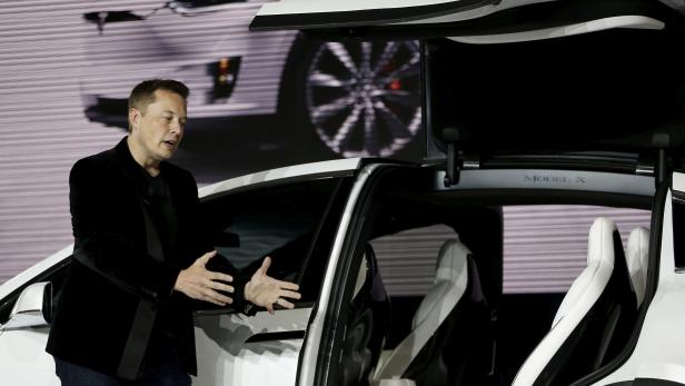 FILE PHOTO: FILE PHOTO: Tesla Motors CEO Elon Musk introduces the falcon wing door on the Model X electric sports-utility vehicles during a presentation in Fremont