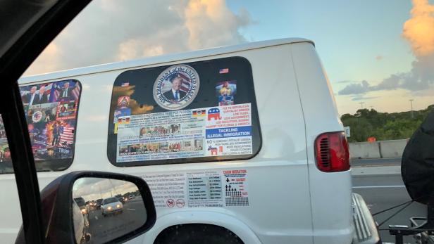 Cesar Sayoc's van is seen in Boca Raton, Florida