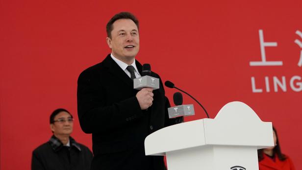 Tesla CEO Elon Musk speaks at the groundbreaking ceremony for Tesla's Shanghai Gigafactory in Shanghai,