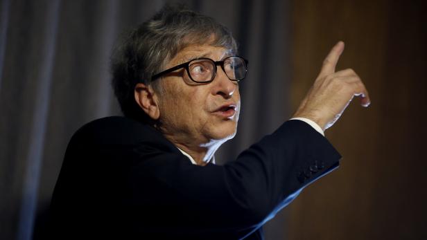 Microsoft founder Bill Gates speaks during an interview at the fringes of the Reinvented Toilet Expo showcasing sewerless sanitation technology in Beijing