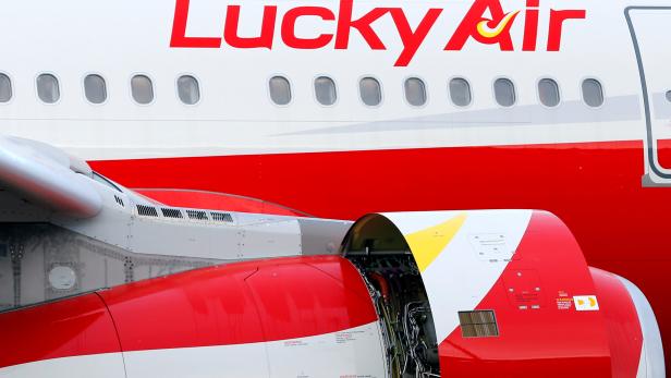 Lucky Air Airlines Airbus commercial passenger aircraft is pictured in Colomiers near Toulouse