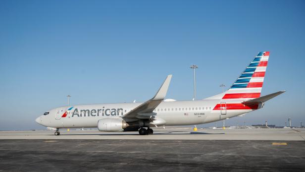 An American Airlines jet taxis from the new Central Deicing Facility (CDF) at O'Hare International Airport in Chicago