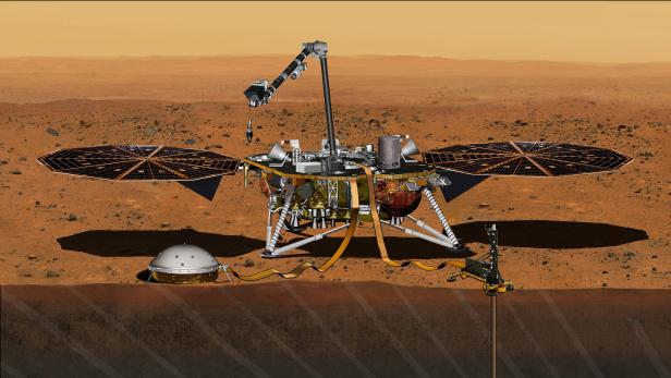 FILE PHOTO: The NASA Martian lander InSight dedicated to investigating the deep interior of Mars is seen in an undated artist's rendering