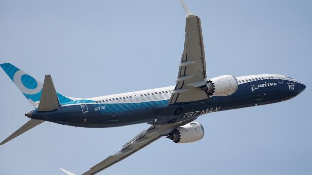 A Boeing 737 Max takes part in flying display at the 52nd Paris Air Show at Le Bourget Airport near Paris
