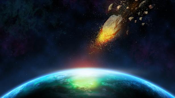 3D space background with meteorite