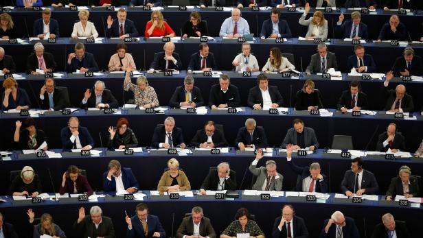 MEPs take part in a voting session on modifications to EU copyright reforms at the European Parliament in Strasbourg