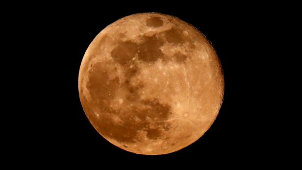 The "Worm moon", the last Supermoon sighting of 2019 is pictured in Vockerode