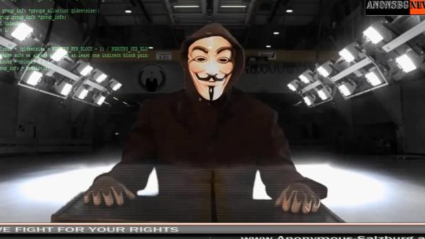 Screenshot aus der Video-Botschaft von Anonymous Salzburg