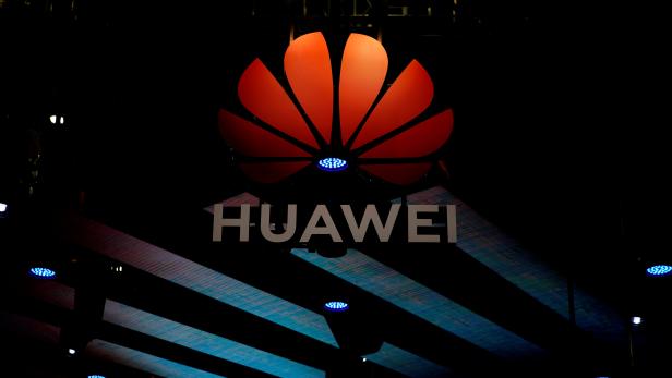 Huawei logo is pictured during the media day for the Shanghai auto show in Shanghai
