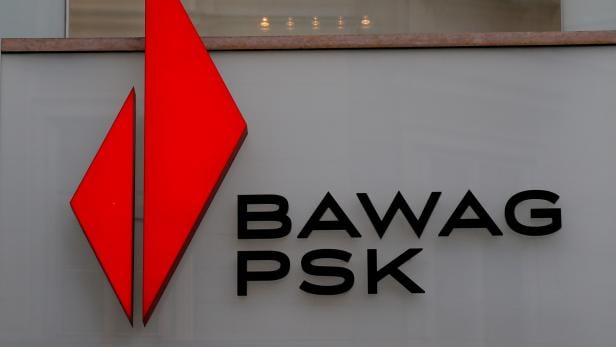 FILE PHOTO: The logo of BAWAG PSK Bank is pictured on one of its branches in Vienna