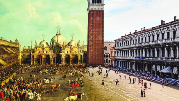 Heute (re.) ins Venedig des Casanova (li.) eintauchen: das Time-Machine-Projekt macht es möglich.