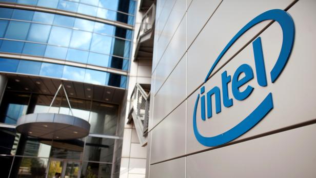 FILE PHOTO: An Intel logo is seen at the company's offices in Petah Tikva, near Tel Aviv