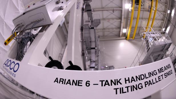 General view of Ariane 6, Europe's next-generation space rocket, production line of Ariane Group in Bremen