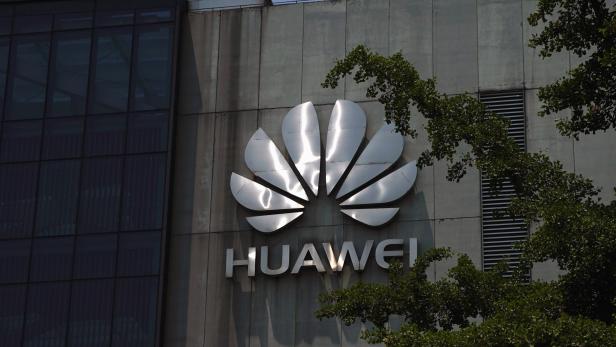 A Huawei company logo is seen at Huawei's Shanghai Research Center in Shanghai