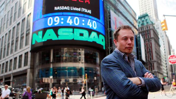 FILE PHOTO: CEO of Tesla Motors Elon Musk poses during a television interview after his company's initial public offering at the NASDAQ market in New York