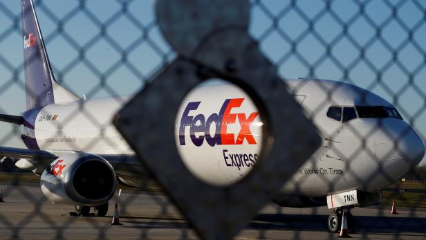 FILE PHOTO: FedEx Express Boeing 737 aircraft is seen at the Chopin International Airport in Warsaw
