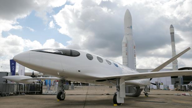 Israeli Eviation Alice electric aircraft  is seen on static display, at the eve of the opening of the 53rd International Paris Air Show at Le Bourget Airport near Paris