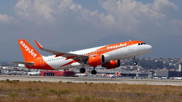 FILE PHOTO: The easyJet Airbus A320-251N takes off from Nice international airport for its inaugural flight between Nice and Tenerife, in Nice, France