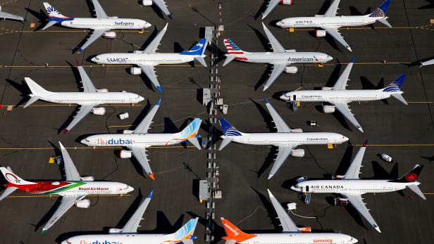 FILE PHOTO: Grounded Boeing 737 MAX aircraft are parked at Boeing Field in Seattle