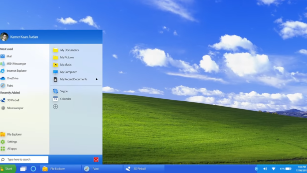 Ein Screenshot des Windows XP-Desktops mit geöffnetem Startmenü.