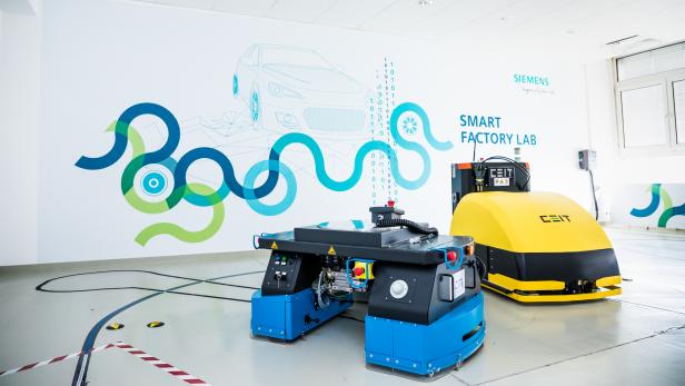 Autonomous Guided Vehicles für die Automobilproduktion im AGV Lab von Siemens in Linz