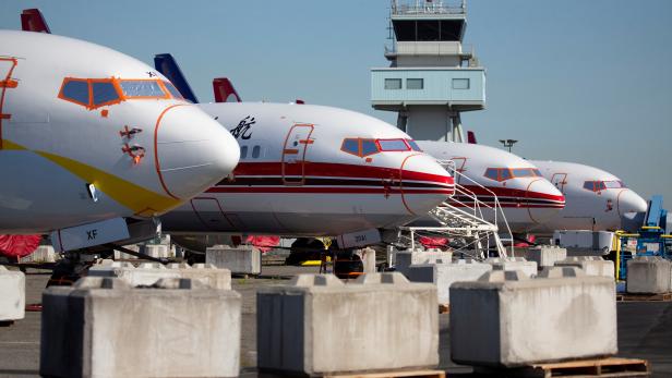 FILE PHOTO: Grounded Boeing 737 MAX aircraft are seen parked at Boeing Field in Seattle