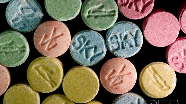 DEA undated handout file photo shows ecstasy pills, which contain MDMA