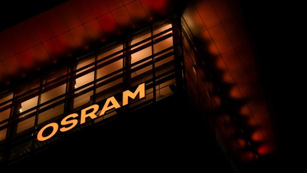 FILE PHOTO: The logo of German lighting manufacturer Osram is illuminated