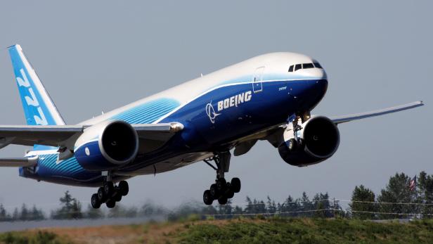 FILE PHOTO: The first Boeing 777 Freighter take off on its inaugural test flight at Paine Field in Everett, Washington