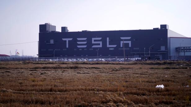 The gigafactory of electric carmaker Tesla Inc is seen in Shanghai