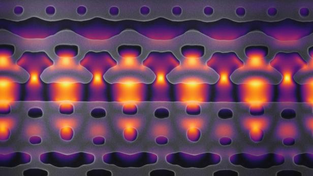 Eine 25.000-fache Vergrößerung des Silizium-Chip-Teilchenbeschleunigers