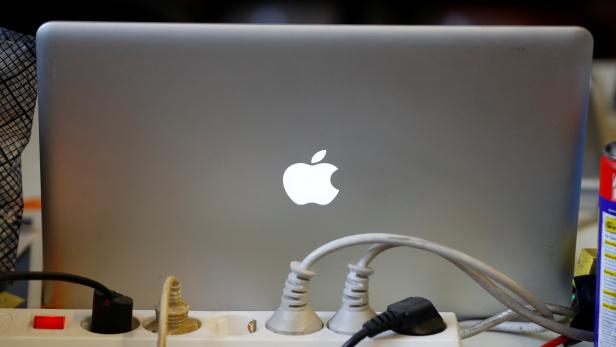 A Macbook is seen in the office of Austrian Apple computer collector Borsky in Vienna