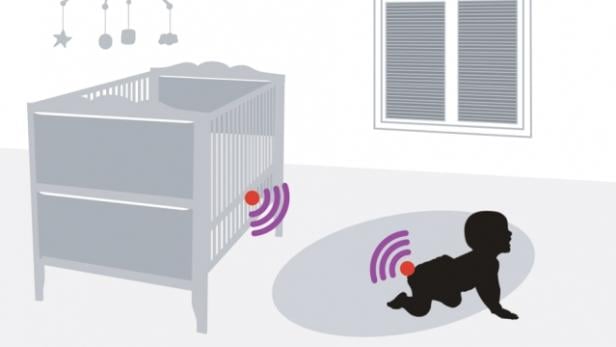 Idee des MIT: Ein RFID-Lesegerät ist am Babybett montiert und weiß sofort, wenn die Windel nass ist
