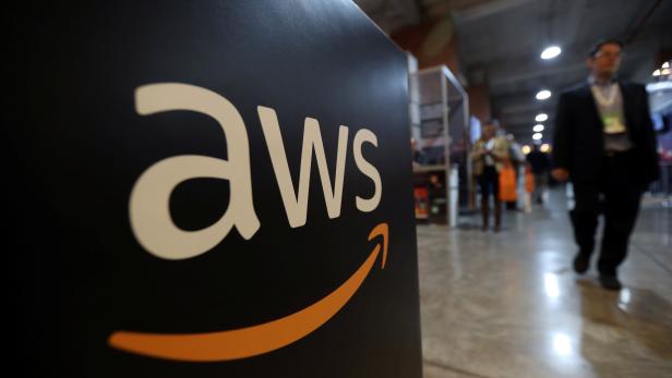 The logo of Amazon Web Services (AWS) is seen during the 4th annual America Digital Latin American Congress of Business and Technology in Santiago